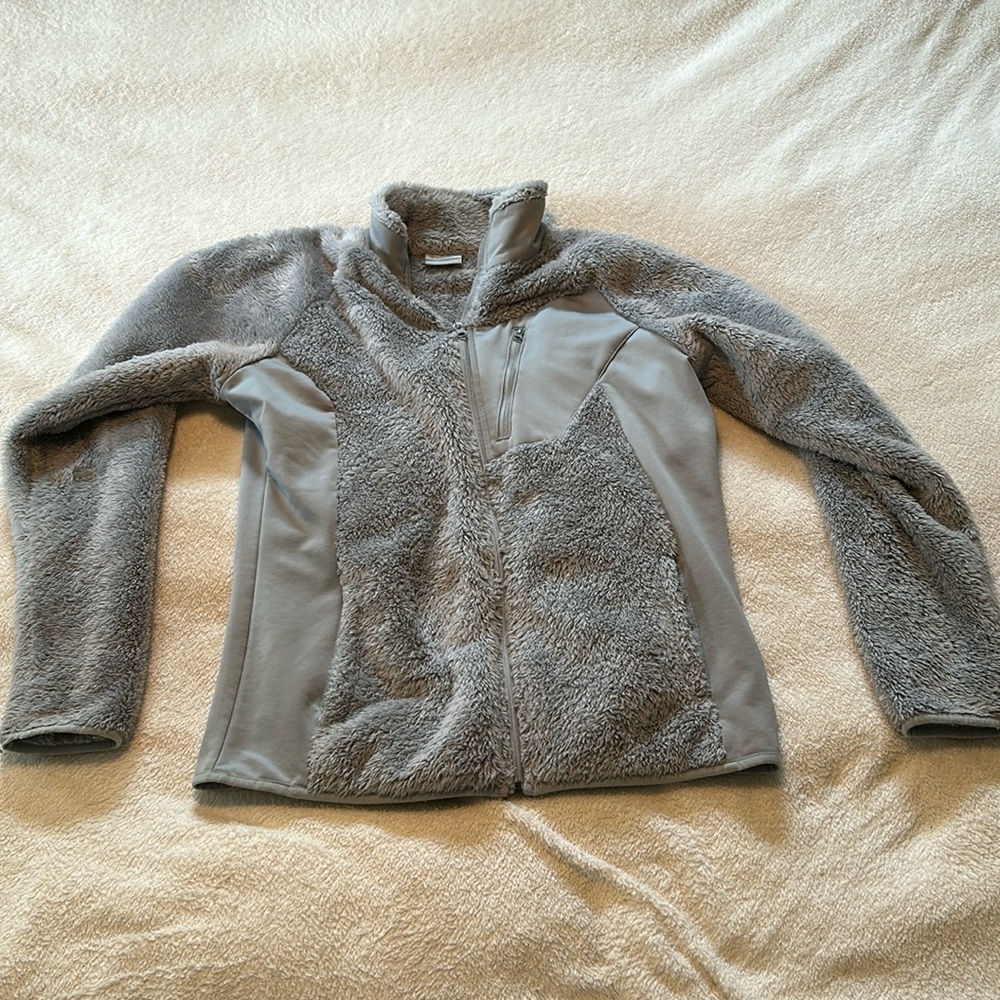 Women’s Columbia large Polyester Coat Fleece Jacket Full zip Winter Grey